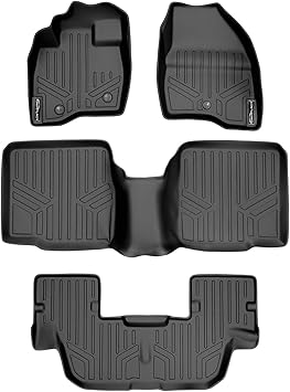 MAXLINER Custom Fit Floor Mats 3 Row Liner Set Black Compatible with 2017-2019 Ford Explorer Without 2nd Row Center Console