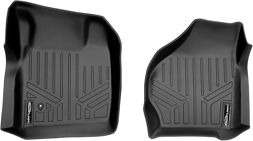 SMARTLINER Floor Mats 1st Row Liner Set Black for 1999-2007 F-250/F-350/F-450/F550 Super Duty (All Models) / 2000-2005 Excursion