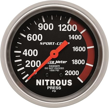 Auto Meter 3428 Sport-Comp Mechanical Nitrous Pressure Gauge,2.625 in.