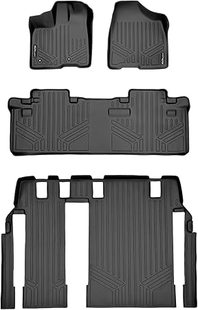 MAXLINER Custom Fit Floor Mats 3 Row Liner Set Black for 2011-2012 Toyota Sienna 8 Passenger Model