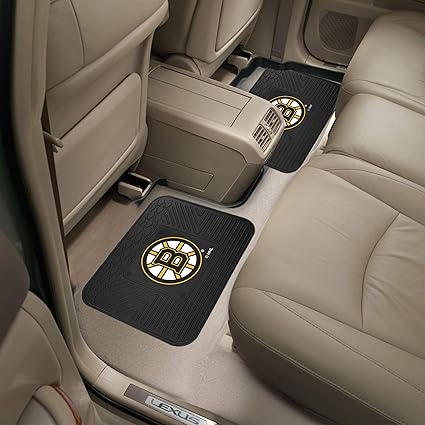 FANMATS 12407 NHL Boston Bruins Back Row Utility Car Mats - 2 Piece Set, 14in. x 17in., All Weather Protection, Universal Fit, Deep Resevoir Design, Molded Team Logo