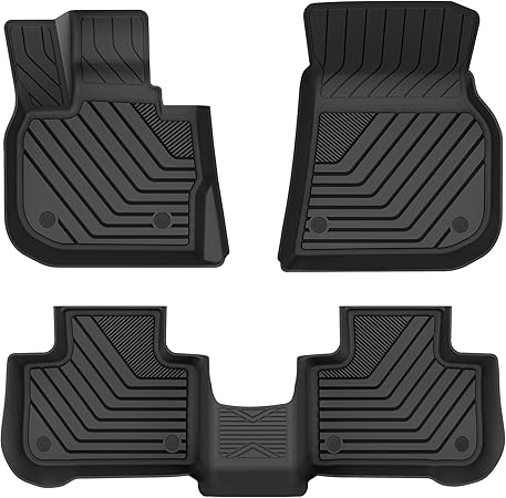 2024-2019 BMW X4 Floor Mats 2024-2018 BMW X3 Floor Liners, Automotive BMW X3 Floor Mats TPE All Weather Custom Fit 1st & 2nd Row Liners Car Mats Set Interior Accessories, Black