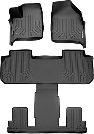 SMARTLINER Custom Fit Floor Mats 3 Row Liner Set Black Compatible with 2018-2023 Buick Enclave with 2nd Row Bucket Seats