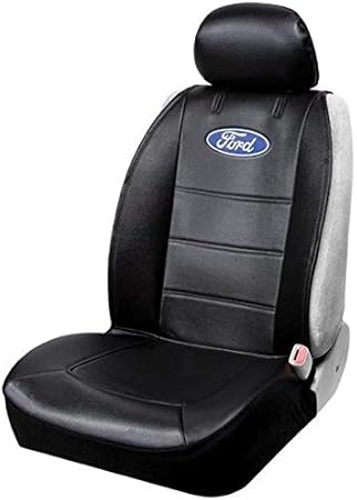 Plasticolor 008598R01 Ford Logo Universal Fit Car Truck or SUV Sideless 3-Piece Seat Cover w/Head Rest,Black