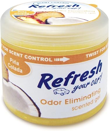 Refresh Your Car Car Air Freshener, Odor Eliminator, Scented Gel Can, Pina Colada Scent, 4.5 Oz, Refresh Your Car