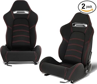 DNA MOTORING Universal Reclinable Racing Seats with Bottom Mount Sliders,21.5