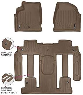 MAXLINER Custom Fit 2 Row Tan Floor Mat Liner Set Compatible with 2007-2008 Saturn Outlook/GMC Acadia/ 2008 Buick Enclave (Only Fits with Bucket Seats on The 2nd Row)