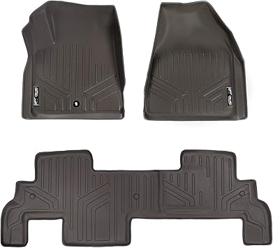 SMARTLINER 2 Row Cocoa Floor Mat Set Compatible with 2009-2017 Chevy Traverse/08-17 Buick Enclave /2007-2010 Saturn Outlook/2007-2016 GMC Acadia/ 2017 GMC Acadia Lmtd (Old Body)(2nd Row Bench Seat)