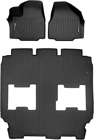 MAXLINER Custom Fit Floor Mats 3 Row Liner Set Black Compatible with 2017-2021 Chrysler Pacifica Hybrid Model Only