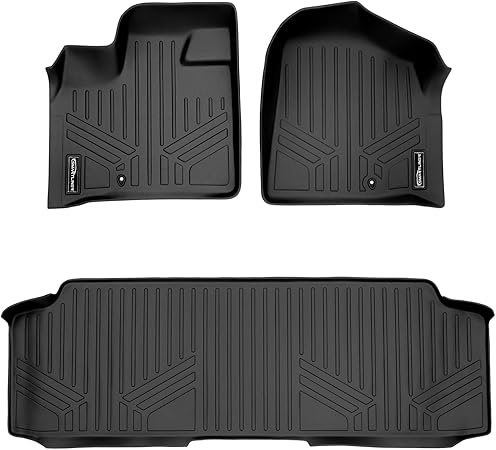 MAXLINER Floor Mats 2 Row Liner Set Black Compatible with 2008-2020 Dodge Grand Caravan/Chrysler Town & Country with 2nd Row Bench Seat