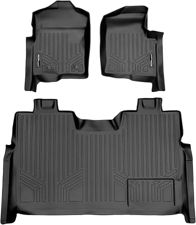 MAXLINER Custom Fit Floor Mats 2 Row Liner Set Black Compatible with 2011-2014 Ford F-150 SuperCrew Cab