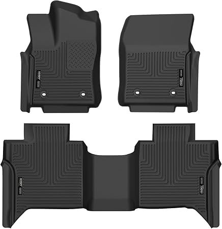 Husky Liners X-act Contour Floor Mats | Fits 2022-2024 Toyota Tundra CrewMax | Front & 2nd Row, 3-pc Black - 53798