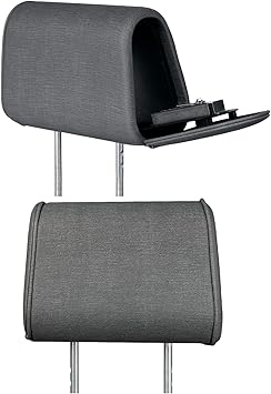 Headrest Set - Passenger Seat with Safe + Companion Driver-Seat (no Safe) Headrest - Dark Gray Cloth