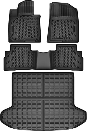 2025 2024 Kia Sportage Floor Mats Cargo Liners (Only Hybrid), All Weather TPE Custom Fit 2023 Sportage Hybrid Floor Liners Trunk Mat, Waterproof Rubber Liners Car Mats Set Interior Accessories, Black