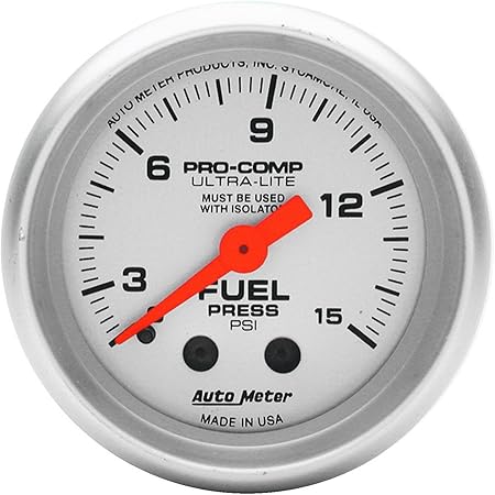 Auto Meter 4311 Ultra-Lite Mechanical Fuel Pressure Gauge, 2-1/16