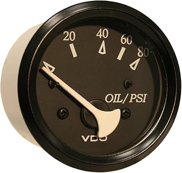 VDO 350-11800 Cockpit Marine 80PSI Oil Pressure Gauge Use with Marine 240-33 Ohm Sender 12V - Black