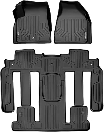 MAXLINER Custom Fit Floor Mats 3 Row Liner Set Black Compatible with Traverse/Enclave/Acadia/Outlook with 2nd Row Bucket Seats