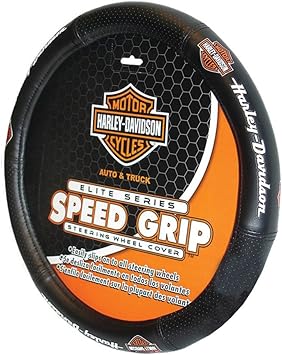 Plasticolor 006733R01 Harley-Davidson Elite Bar & Shield Speed Grip Car Truck SUV Steering Wheel Cover,Black