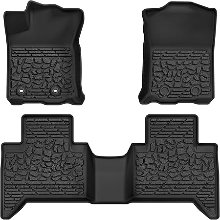 AUTOSAVER88 Floor Mats for Toyota Tacoma 2023-2016(Only Double Cab & Automatic), All Weather TPE Floor Liners Custom Fit for 2023 Tacoma Double Cab, 1st & 2nd Row Liners Car Mats Set Accessories Black