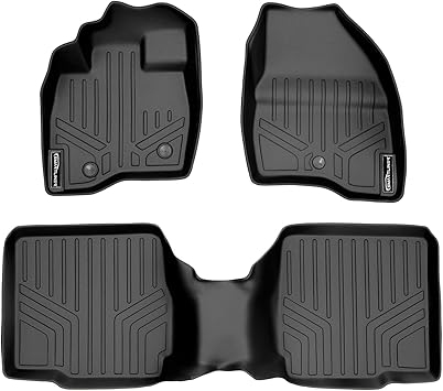 SMARTLINER Custom Fit Floor Mats 2 Row Liner Set Black for 2017-2019 Ford Explorer with 2nd Row Center Console