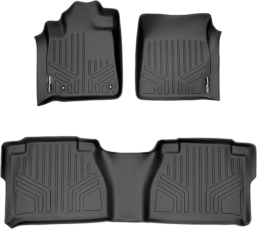 SMARTLINER Custom Fit Floor Mats 2 Row Liner Set Black for 2007-2011 Toyota Tundra Double Cab