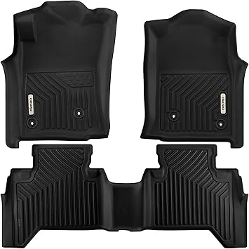 OEDRO Floor Mats Fit for Toyota Tacoma Double Cab 2005-2015, TPE All Weather Custom Fit Tacoma Car Mats, Front & 2nd Seat 2 Row Floor Liner Set, Black