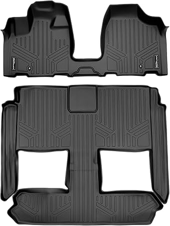 MAXLINER Floor Mats 3 Row Liner Set Black for 2008-2018 Dodge Grand Caravan/Chrysler Town & Country (Stow'n Go Only)