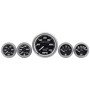 EQUUS 5-Piece Gauge Set Black Face/Chrome Bezel