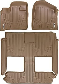 MAXLINER Floor Mats 3 Row Liner Set Tan for 2008-2018 Dodge Grand Caravan/Chrysler Town & Country (Stow'n Go Only)