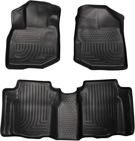 Husky Liners Weatherbeater Floor Mats | Fits 2009-2013 Honda Fit | Front & 2nd Row, 3-pc Black - 98491