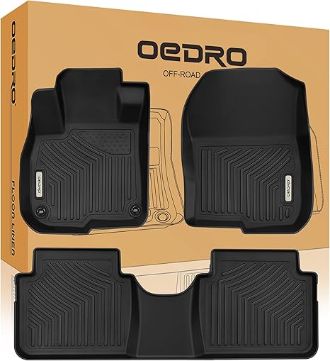 OEDRO Floor Mats Fit for Honda CR-V 2017-2022, TPE All Weather CRV Car Mats TPE Accessories, 1st and 2nd Row: Front, Rear, Full Set Liners, Black