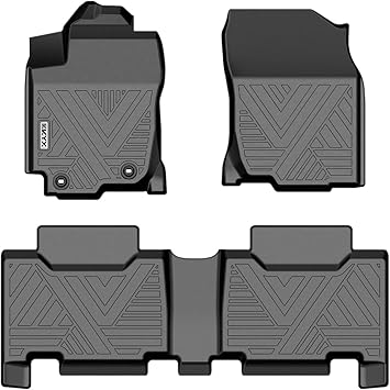 KYX Floor Mats Fits for 2013-2018 RAV4 (Not Fit Hybrid Models), All Weather Protection Floor Liners Full Set Include 1st and 2nd Row Front & Rear, Car Mats TPE Black