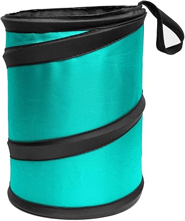 FH Group Automotive Waterproof Portable Collapsible Small Trash Can Garbage Container fits Most Cars,Polyethylene, SUVs, and Trucks Mint Universal fit