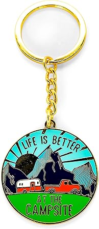 Camco Life is Better at The Campsite Sunrise Keychain-Gold Ring for Car Fobs and Keys (53289)