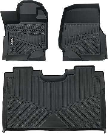 VIWIK Floor Mats for Ford F150 2024-2015 SuperCrew Cab/F-150 Lightning 22-24, TPE All Weather F150 Truck Mats 1st & 2nd Row (w/o Under-Seat Flat Storage) Car Accessories, Black