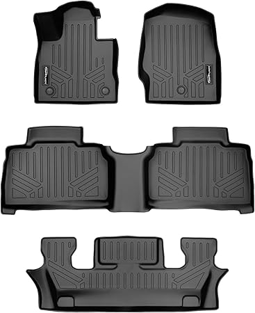 SMARTLINER Custom Floor Mats 3 Row Liner Set Black Compatible with 2020-2023 Compatible with Ford Explorer Only Fits 6 Passenger Models W/ 2nd Row Bucket Seat