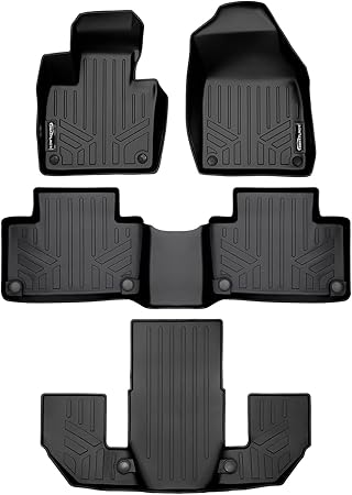 SMARTLINER Custom Fit Floor Mats 3 Row Liner Set Black Compatible with 2020-2023 Volvo XC90 (Only Fits 6 Passenger Models)