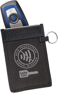 Lucky Line RFID Signal Blocking Key Hider Pouch Wallet with Adhesive & Velcro, Anti-Theft Storage Key FOB Battery Saver Credit Card Identity Protection (91801)