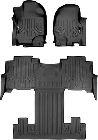 SMARTLINER Floor Mats 3 Row Liner Set Black Compatible with 2018-2022 Expedition/Navigator with 2nd Row Bucket Seats (Incl. Max and L)