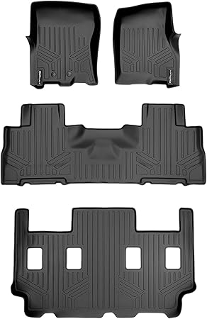 MAXLINER Floor Mats 3 Row Liner Set Black for 2011-2017 Expedition EL/Navigator L with 2nd Row Bucket Seats Without Console