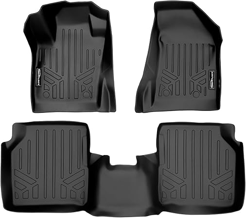 SMARTLINER Floor Mats 2 Row Liner Set Black Compatible with 2017-2021 Jeep Compass with Dual Driver Side Floor Hooks (New Body Style)