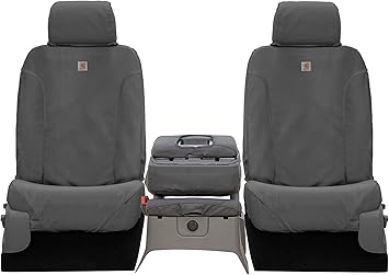 Covercraft Carhartt SeatSaver Custom Seat Covers for Select Chevrolet Silverado/GMC Sierra 1500/2500/3500 Models, SSC3458CAGY (1st Row 40/20/40 Bench Seat, Duck Weave Gravel)