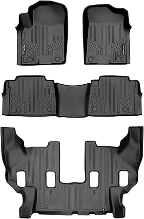 SMARTLINER All Weather Custom Fit Floor Mats 3 Row Liner Set Black Compatible with 2019-2022 Nissan Armada/Infiniti QX80