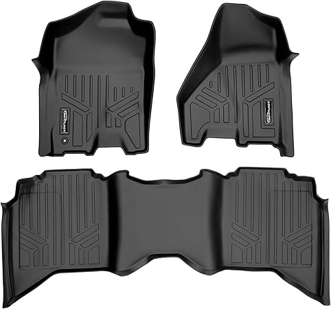 SMARTLINER Floor Mats 2 Row Liner Set Black for 2009-2012 Dodge Ram 1500/2500/3500 Crew Cab (4 Full Size Doors)