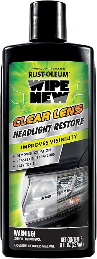 Wipe New Rust-Oleum 381403 Clear Lens Headlight Restore, 8 oz, Black