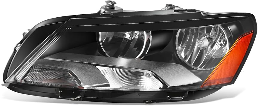 DNA MOTORING Driver Side (Left) Headlight Assembly Compatible With Passat 2012-2015, Halogen, Black Housing, OEM-HL-0253-L