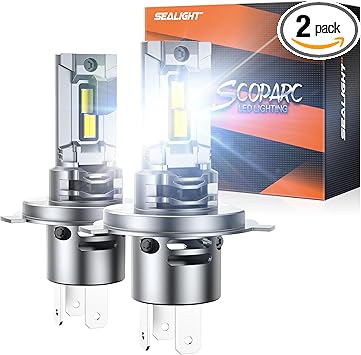 SEALIGHT H4 Bulbs, 28000LM 9003 Light Bulbs with 14000RPM Cooling Fan, HB2 Fog Light, Plug-N-Play, Pack of 2