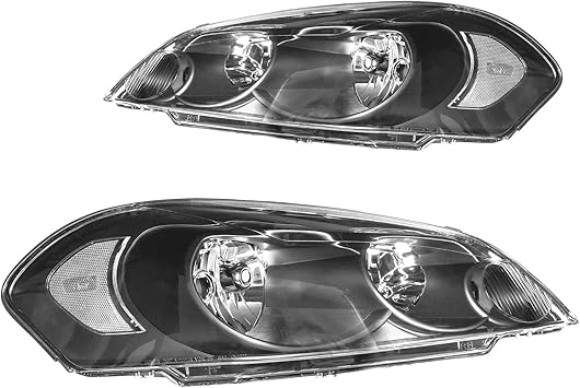 Torchbeam Headlight Assembly, Replacement for Impala 2006-2013, Impala Limited 2014-2016, Monte Carlo 2006-2007, Bumper Headlamp Black Housing Clear Reflector