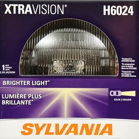 SYLVANIA - H6024 XtraVision (7 inch Round) Sealed Beam Headlight - Halogen Headlight Replacement PAR56 Delivers More Downroad Visibility (Contains 1 Bulb)