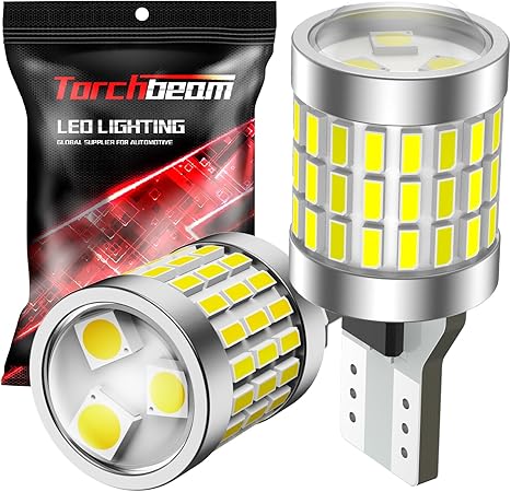 Torchbeam 912 921 LED Bulbs for Reverse Lights, T15 906 904 W16W Backup 2600 Lumens 6000K Xenon White Super Bright Light for Car Truck Cargo Brake/Tail/Daytime Running, 2 Count (Pack of 1)